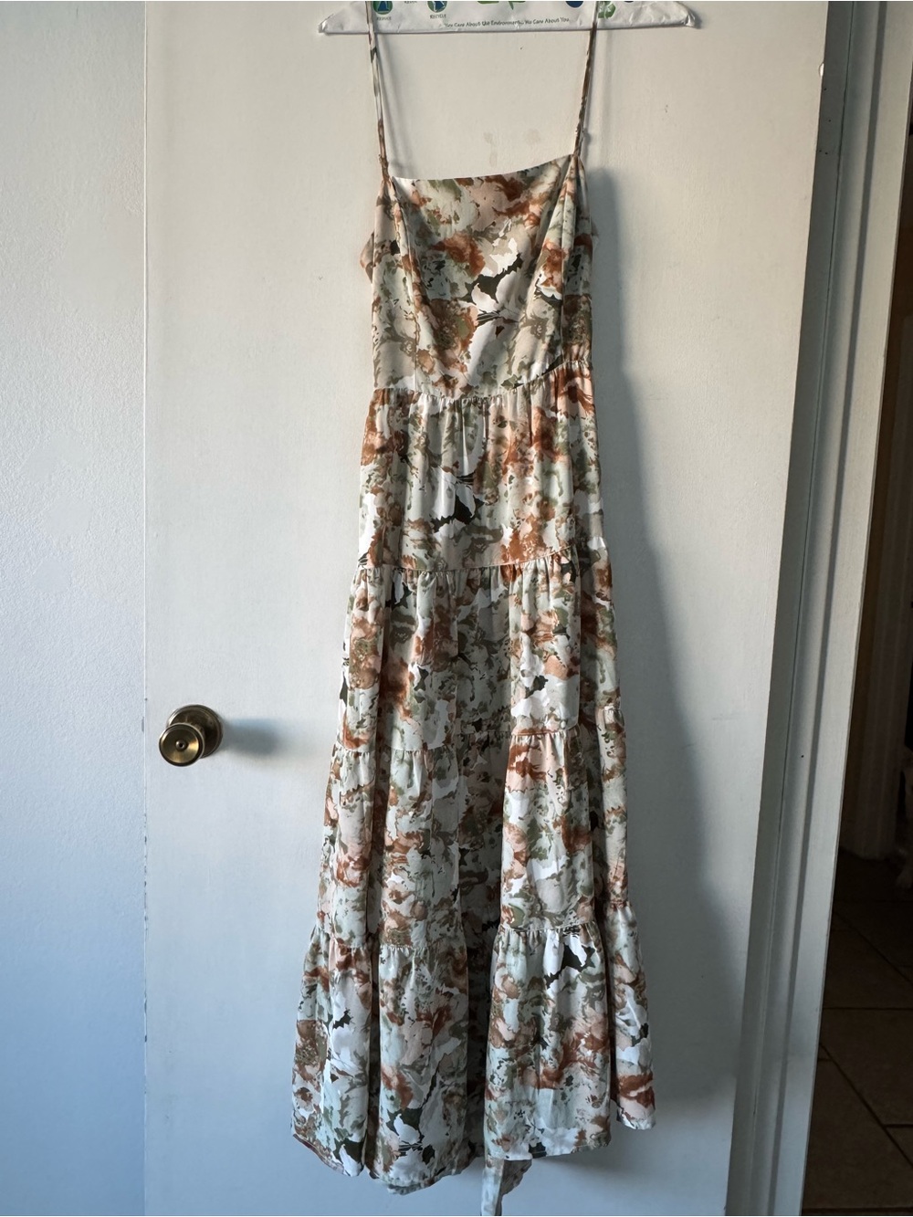 Lightweight Floral Maxi Dress in Cream and Tan